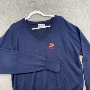 Vintage 80s Ohio State Buckeyes V Neck Sweater Men XL Navy Blue Pickering Preppy
